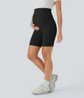 SoftlyZero Super High Waisted Maternity Yoga Biker Shorts 7''