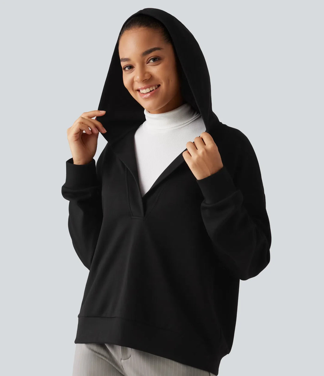 Hooded Dropped Shoulder Long Sleeve Work Sweatshirt
