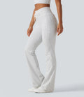 High Waisted Drawstring Stripe Flare Yoga Pants with Pockets