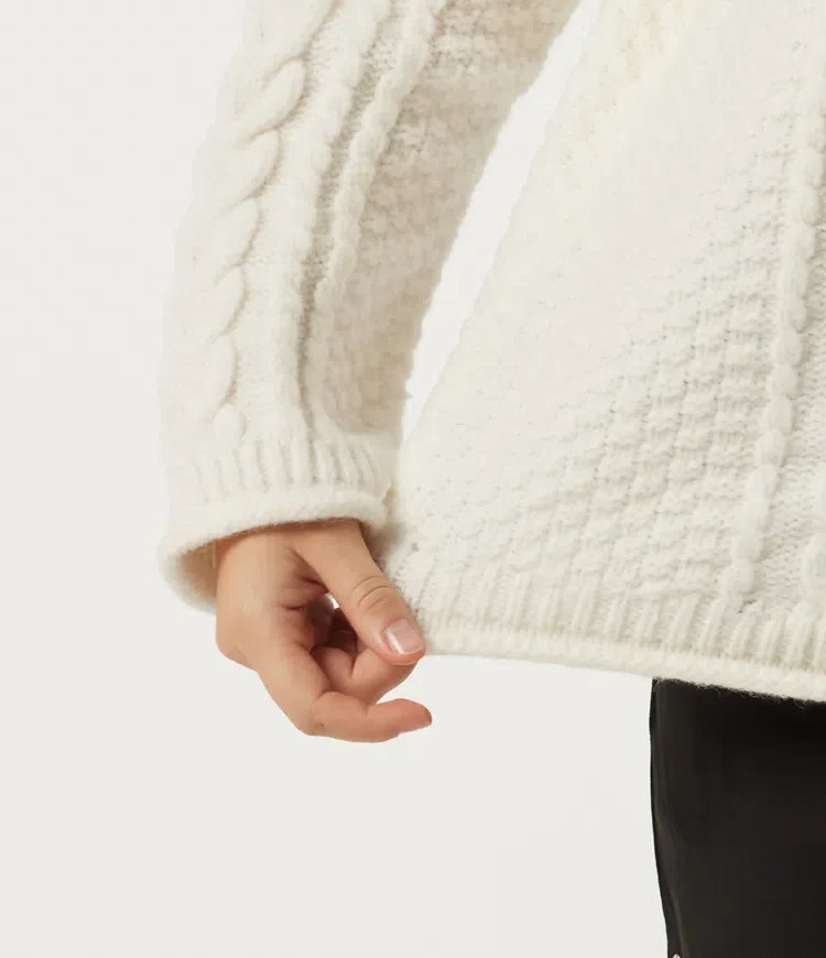 Round Neck Long Sleeve Rolled Hem Casual Sweater