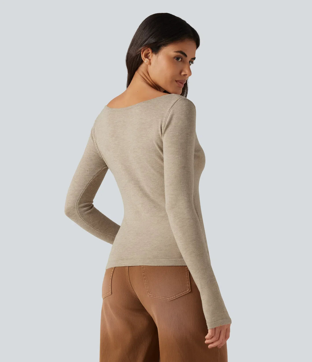 V Neck Long Sleeve Slim Casual Sweater