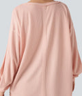 Scoop Neck Long Sleeve Waffle Casual Sweatshirt