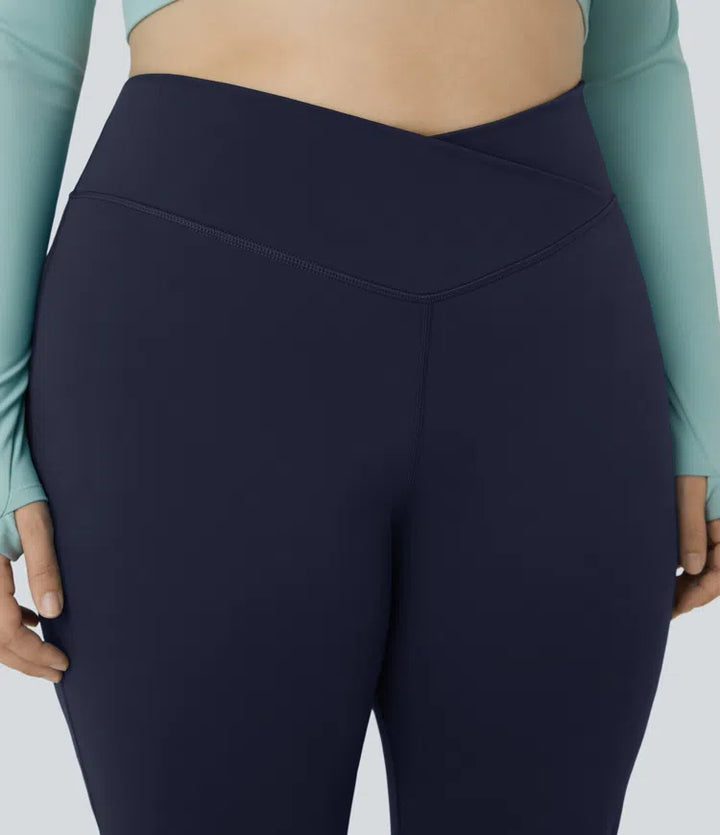 DayStretch High Waisted Crossover Full Length Flare Plus Size Leggings