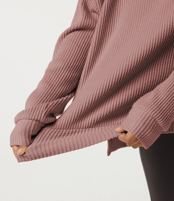 Round Neck Long Sleeve Slit Hem Casual Sweatshirt