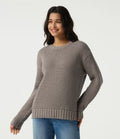 Round Neck Dropped Shoulder Long Sleeve Work Sweater
