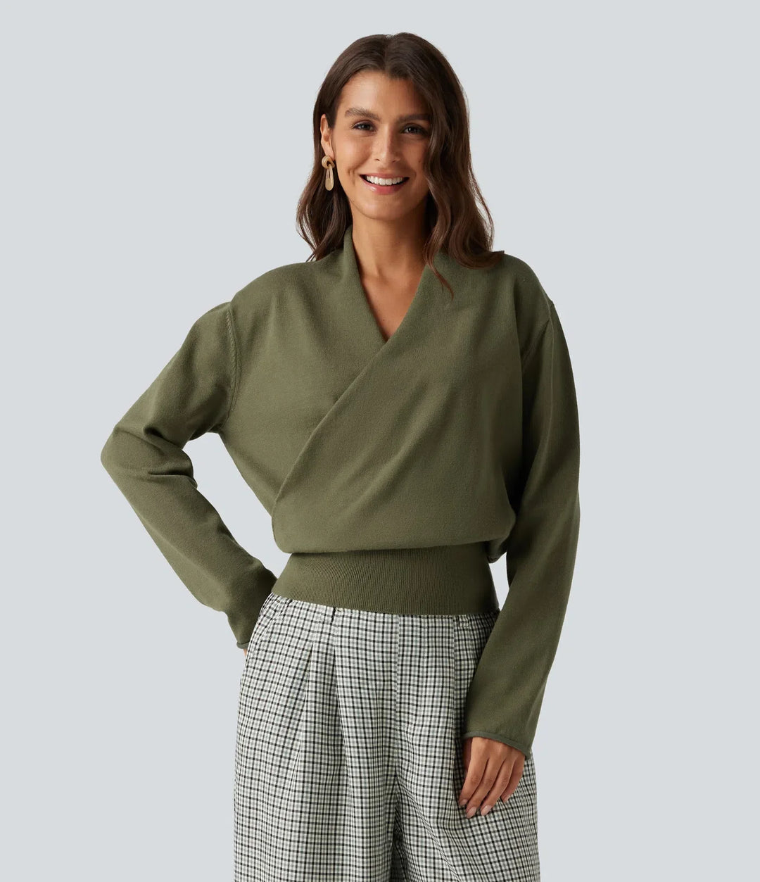 V Neck Long Sleeve Casual Sweater