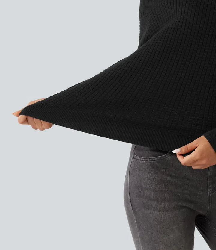 Off Shoulder Long Sleeve Casual Wool-Blend Sweater