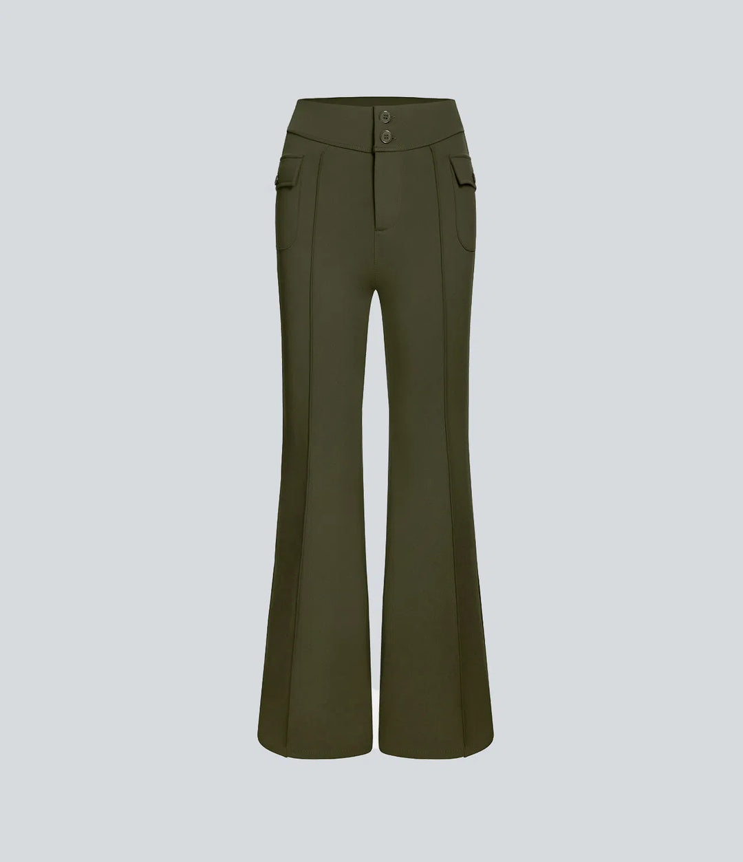 High Waisted Side Flap Pocket Flare Casual Cargo Pants