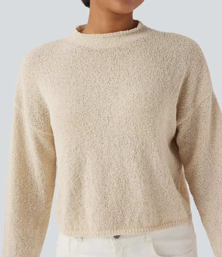 Mock-neck Long Sleeve Casual Sweater