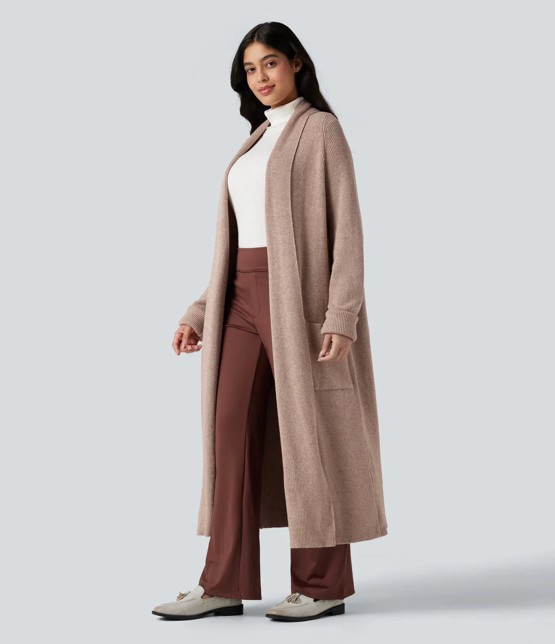 Long Sleeve Work Longline Cardigan with Pockets