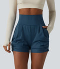 SoftlyZero Airy High Waisted Ruched InstantCool Yoga Shorts 3'' with Pockets