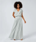 V Neck Short Sleeve Side Pocket Wide Leg Flowy Waffle Casual Jumpsuit
