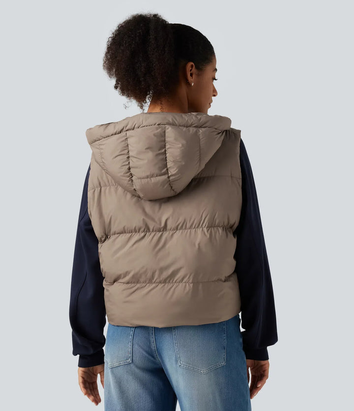 Hooded Casual Padded Vest with Pockets