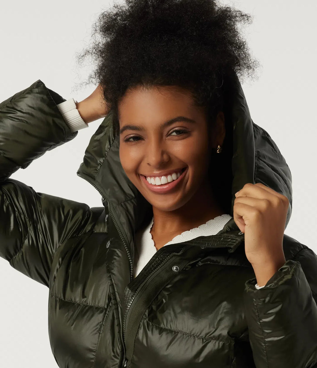 Hooded Long Sleeve Quilted Puffer Work Padded Jacket with Pockets