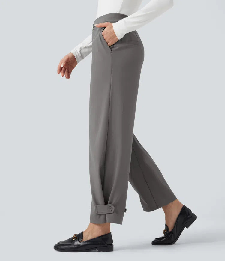 Halara Flex DayStretch Mid Rise Adjustable Pant Width Work Tapered Pants with Pockets