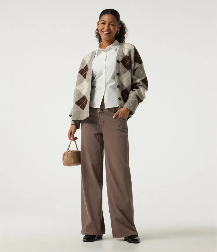 Halara Flex Low Rise Asymmetric Wide Leg Colorful Casual Jeans with Pockets