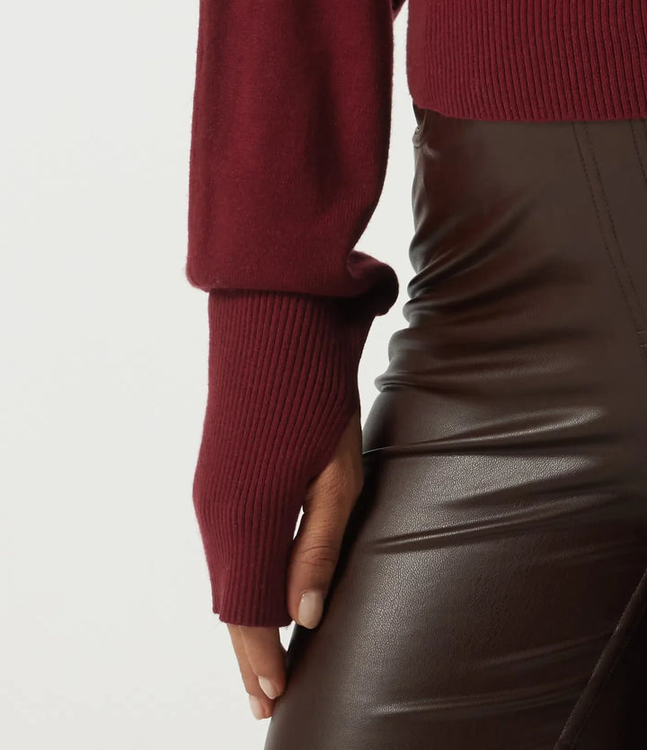 V Neck Batwing Long Sleeve Casual Sweater with Thumbholes