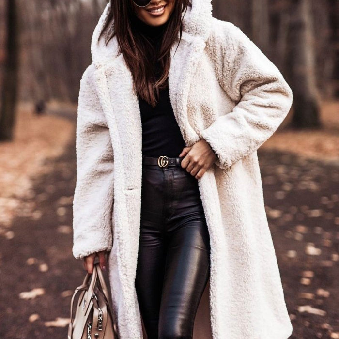 Peyton | Extra Long Hooded Teddy Coat in Soft Plush