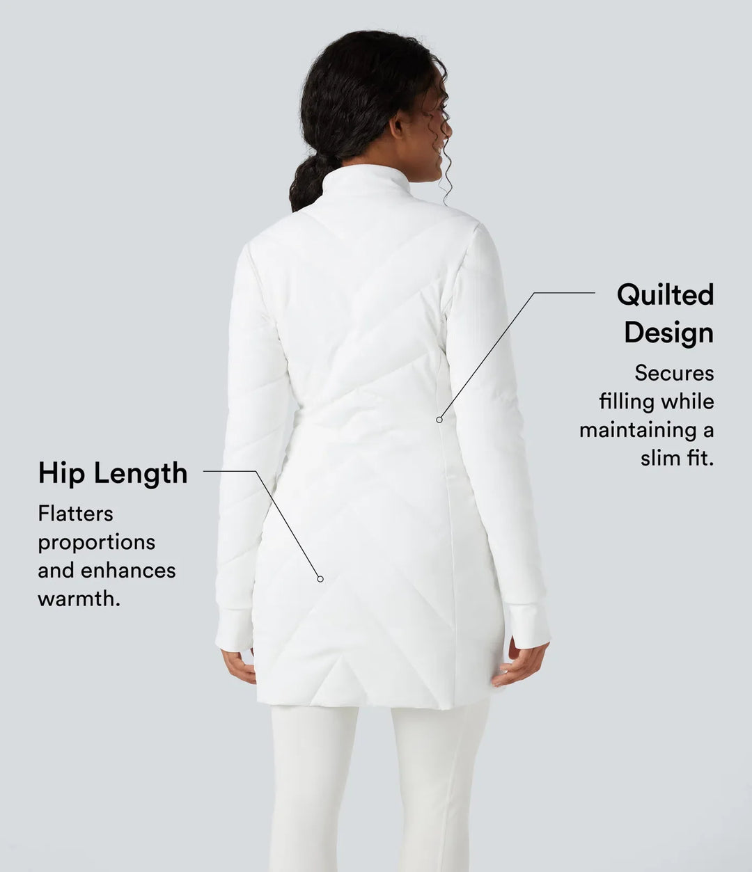 PuffFlex Stand Collar Double Zipper Thumb Holes Casual Padded Jacket with Pockets