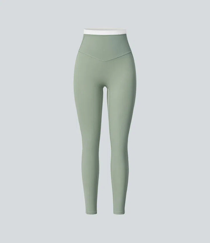 Halara UltraSculpt High Waisted Tummy Control Color Block Skinny Yoga Leggings with Pockets