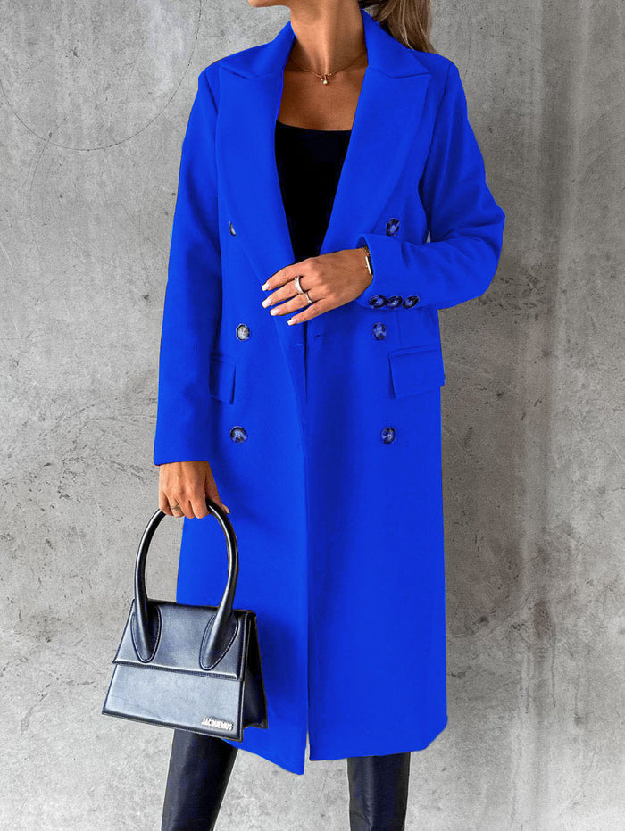 Kinsley | Long Double-Breasted Lapel Coat with Slim Fit