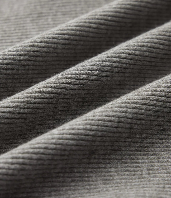 Ribbed Knit Round Neck Half Sleeve Work Sweater
