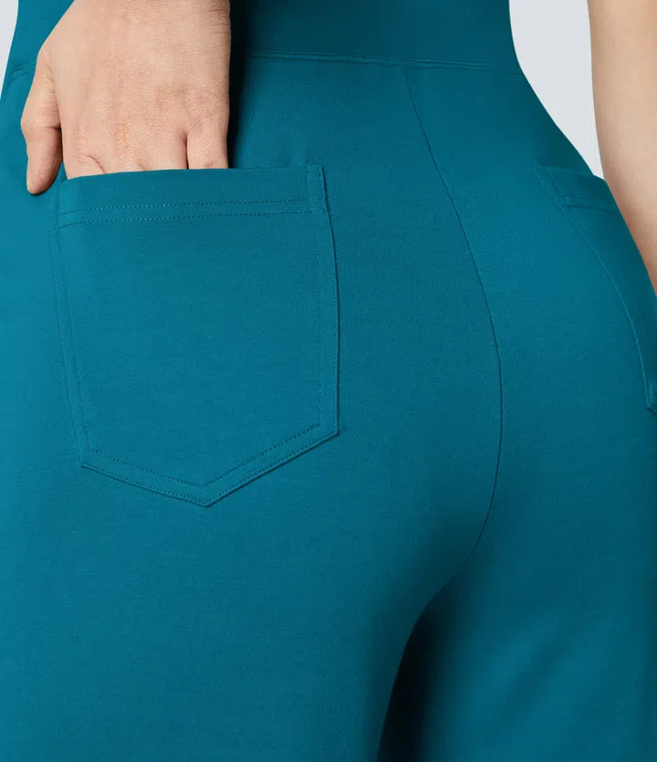 High Waisted Pocket Wide Leg Work Pants