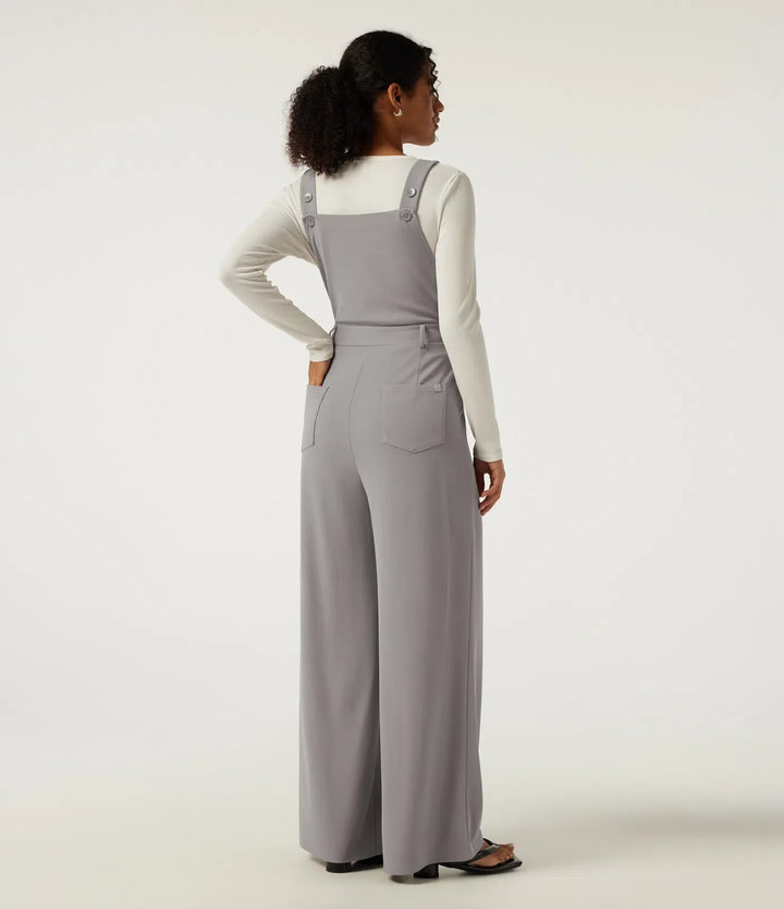 Square Neck Wide Leg Waffle Casual Overalls with Pockets