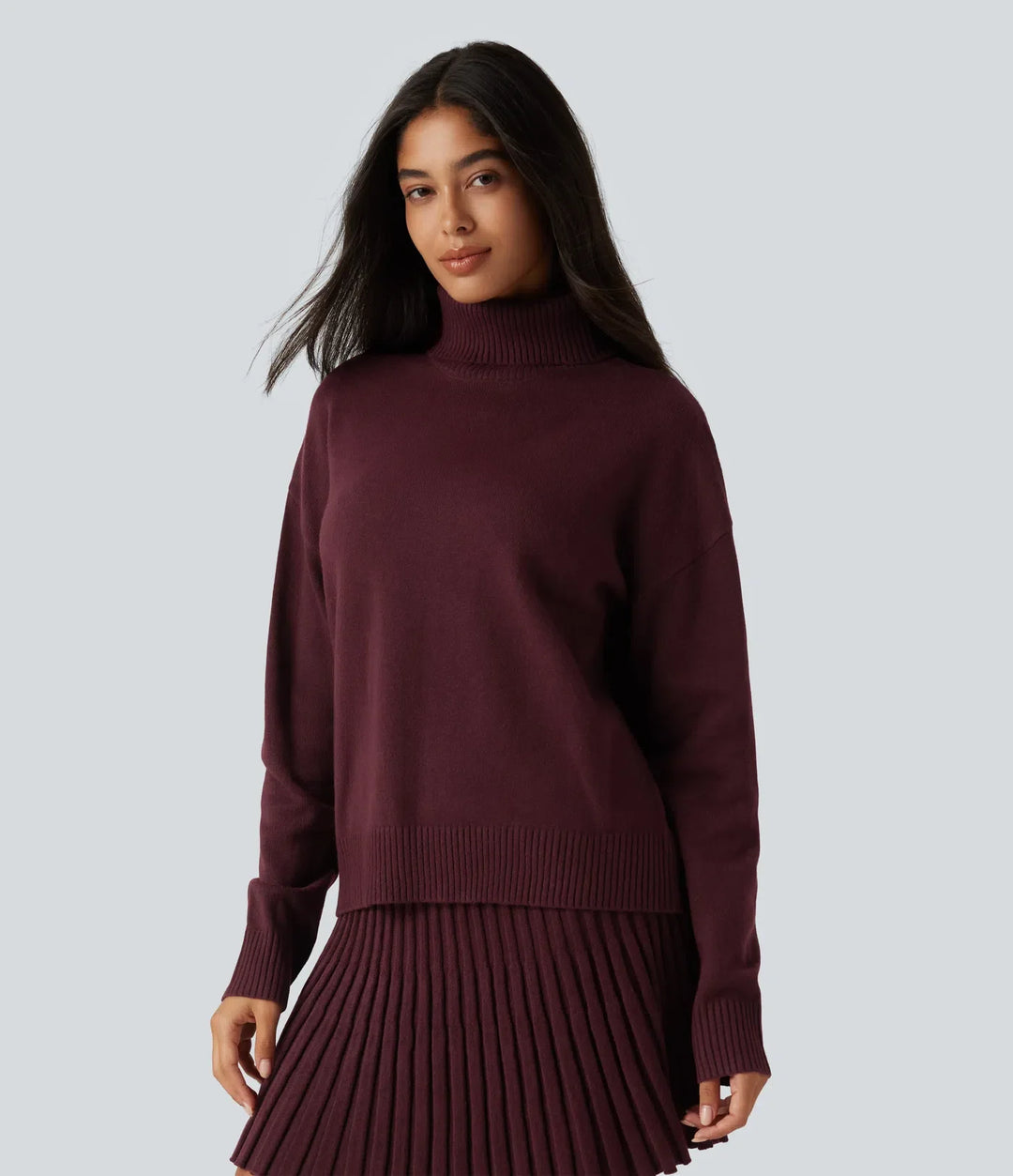High Neck Long Sleeve Casual Sweater