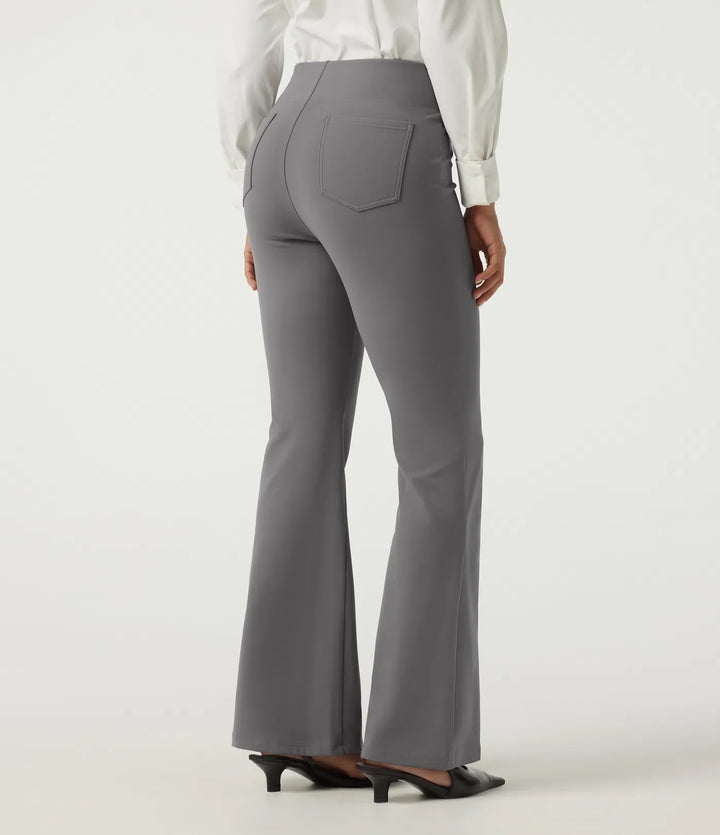 High Waisted Flare Fleece Work Pants with Pockets