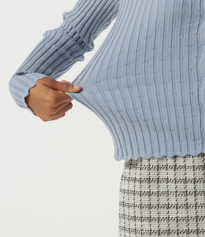 Ribbed Knit Square Neck Long Sleeve Casual Sweater