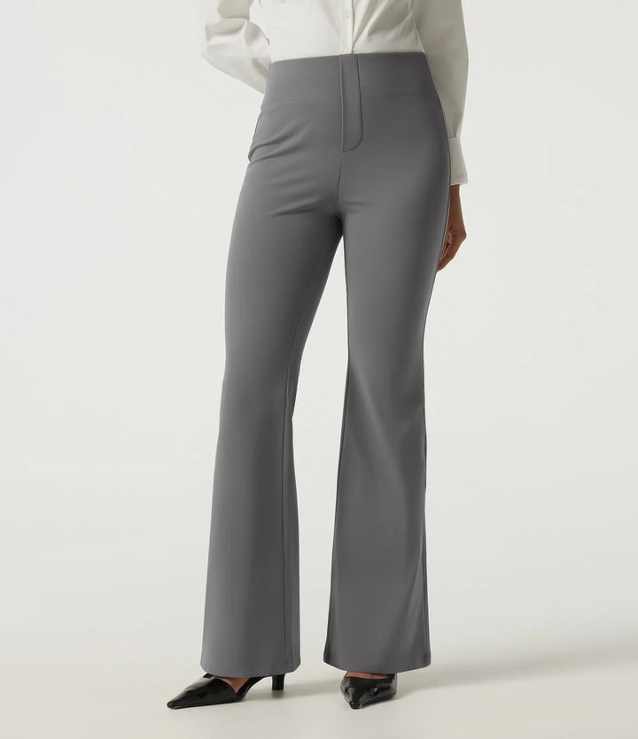 High Waisted Flare Fleece Work Pants with Pockets