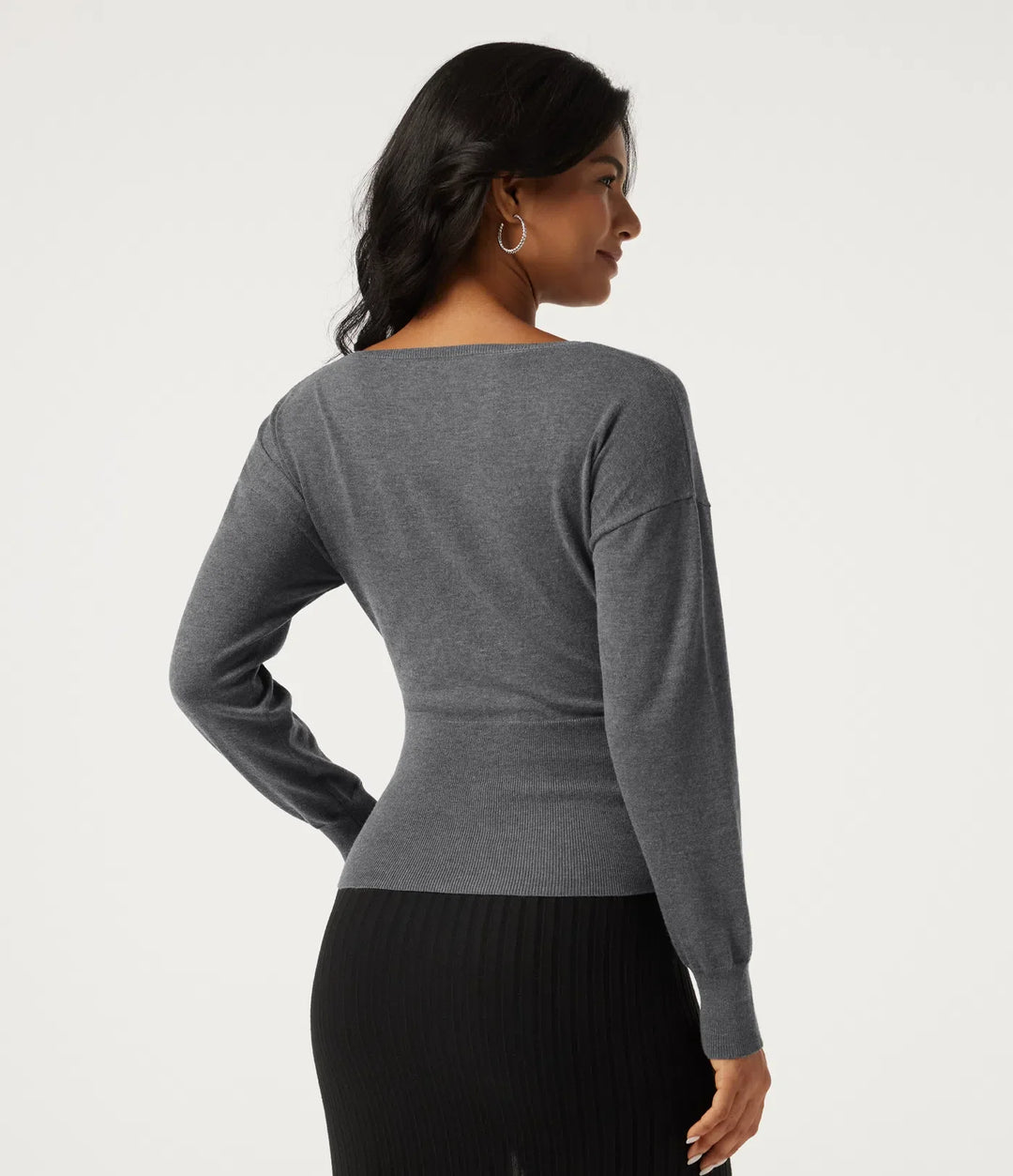Boat Neck Long Sleeve Asymmetric Casual Sweater