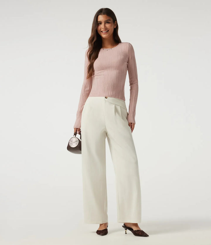 Round Neck Long Sleeve Work Sweater