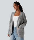 Open Front Long Sleeve Casual Cardigan with Pockets