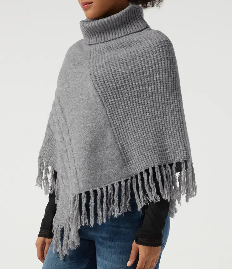 High Neck Fringe Hem Casual Sweater
