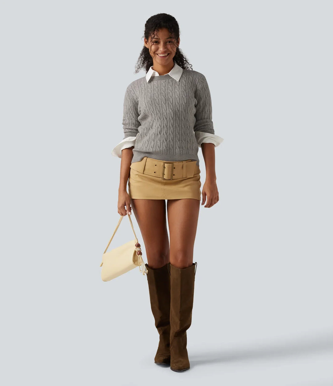 Round Neck Long Sleeve Work Sweater