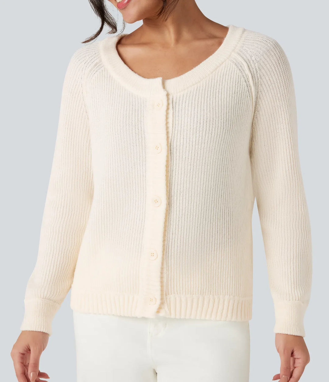 Round Neck Long Sleeve Casual Cardigan