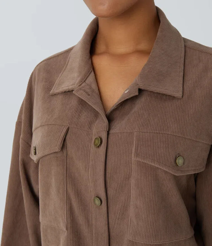 Long Sleeve Pocket Casual Corduroy Jacket
