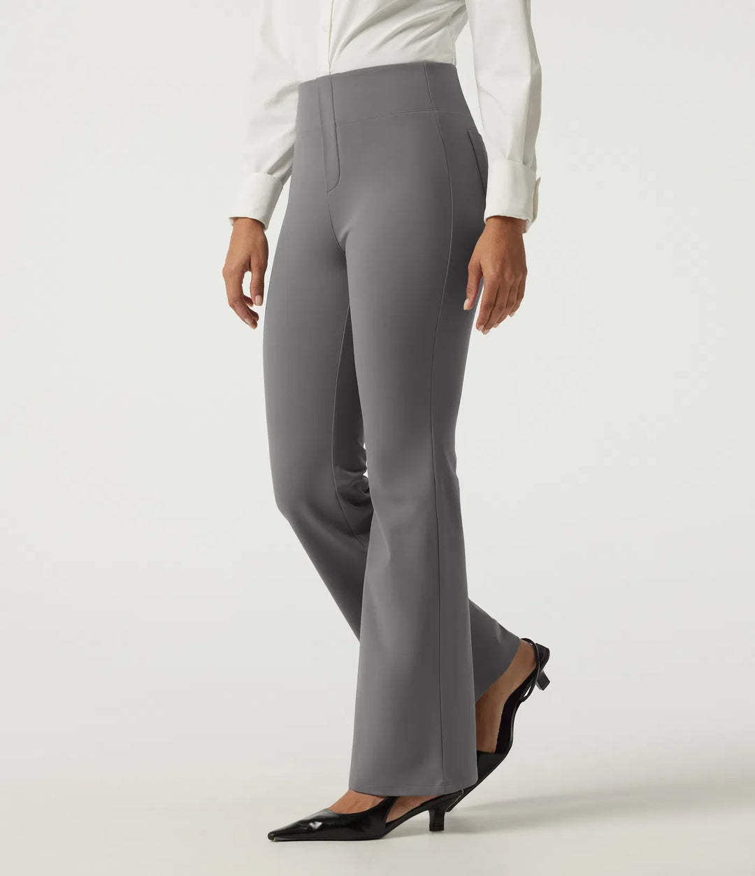 High Waisted Flare Fleece Work Pants with Pockets