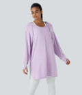 Hooded V Neck Drawstring Thumb Hole Longline Casual Sweatshirt