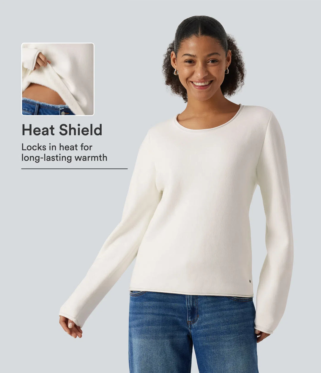 Round Neck Dropped Shoulder Long Sleeve Sweater