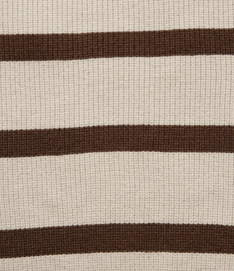Round Neck Cold Shoulder Long Sleeve Stripe Work Sweater