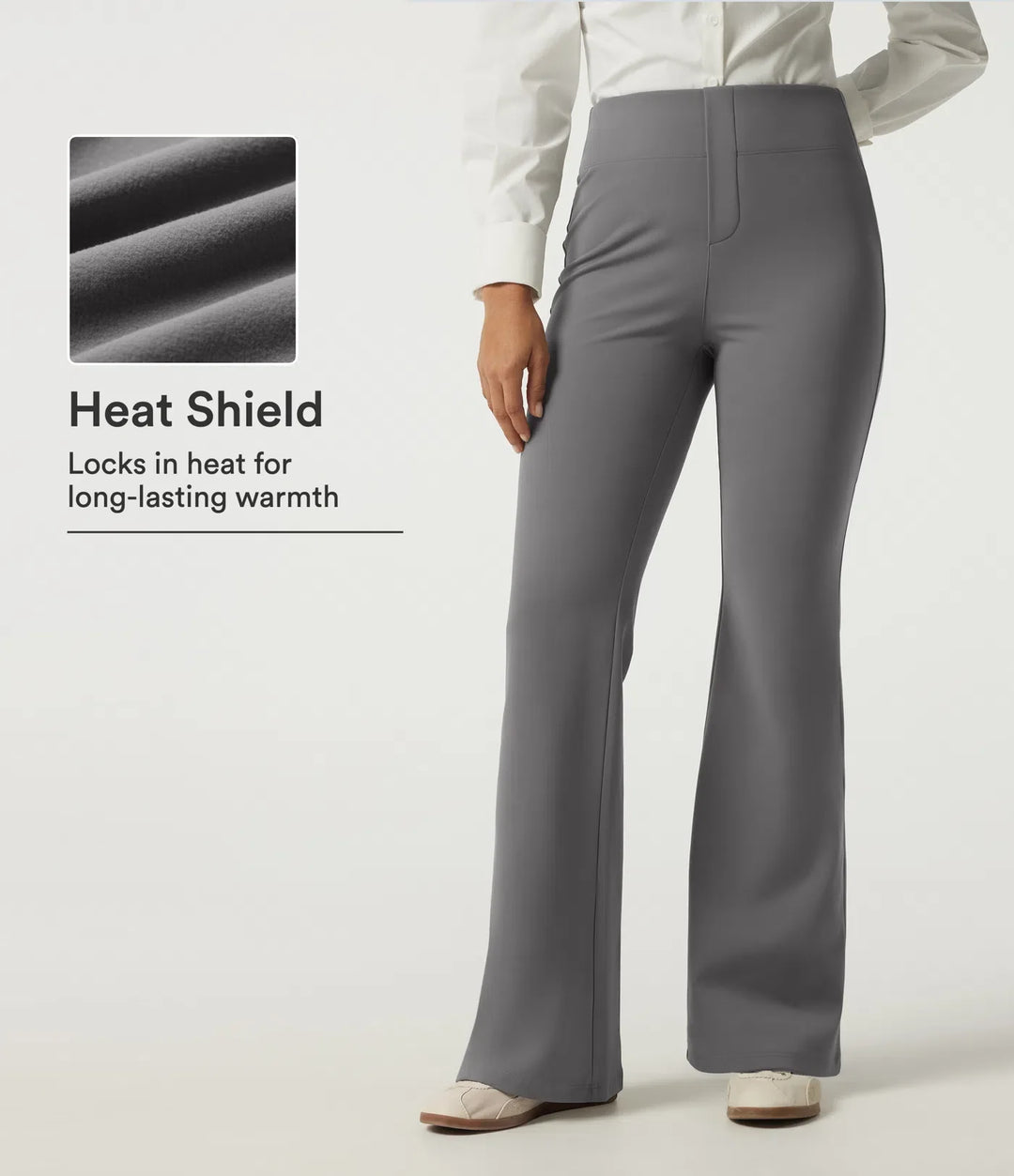 High Waisted Flare Fleece Work Pants with Pockets