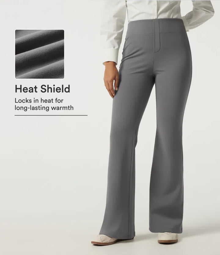 High Waisted Flare Fleece Work Pants with Pockets