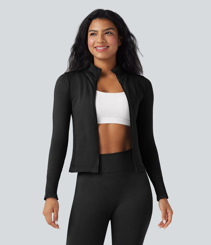 OneForm Seamless Flow Stand Collar Long Sleeve Thumb Hole Yoga Jacket