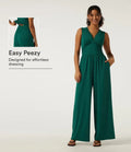 Deep V Neck Sleeveless Slim Contrast Lace Party Wide Leg Jumpsuits with Built-in Bra and Pockets - Easy Peezy Edition