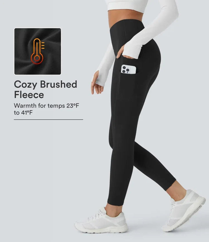 SoftlyZero Plush Thermal High Waisted Double Pockets 7/8 Yoga Leggings