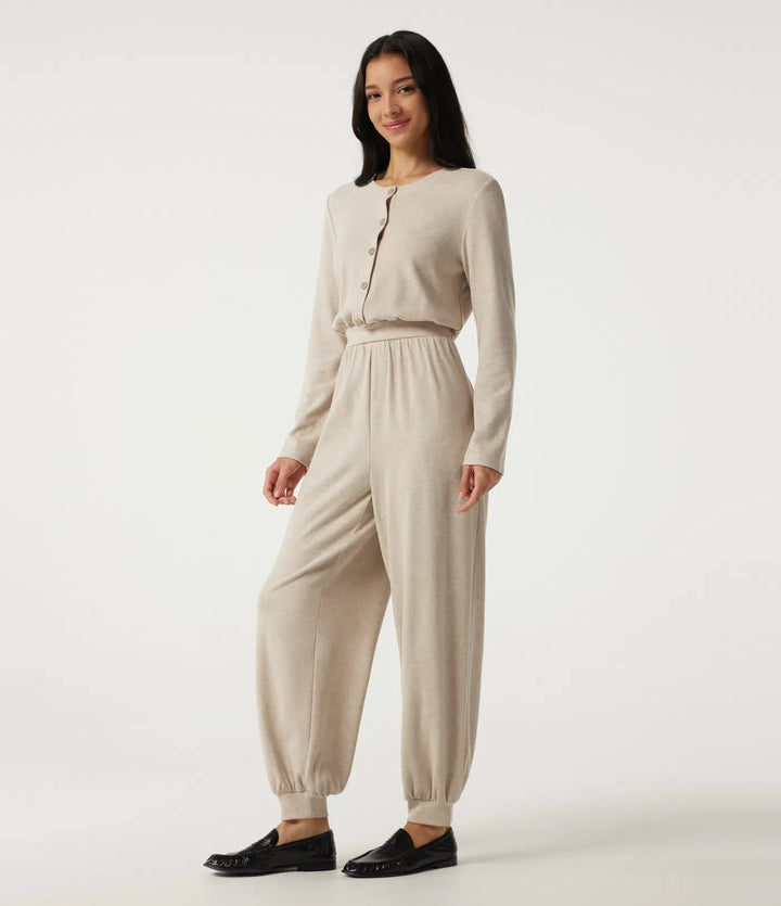 Round Neck Long Sleeve Casual Jumpsuit with Pockets -Easy Peezy Edition