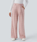High Waisted Pocket Wide Leg Baggy Houndstooth Plaid Casual Pants